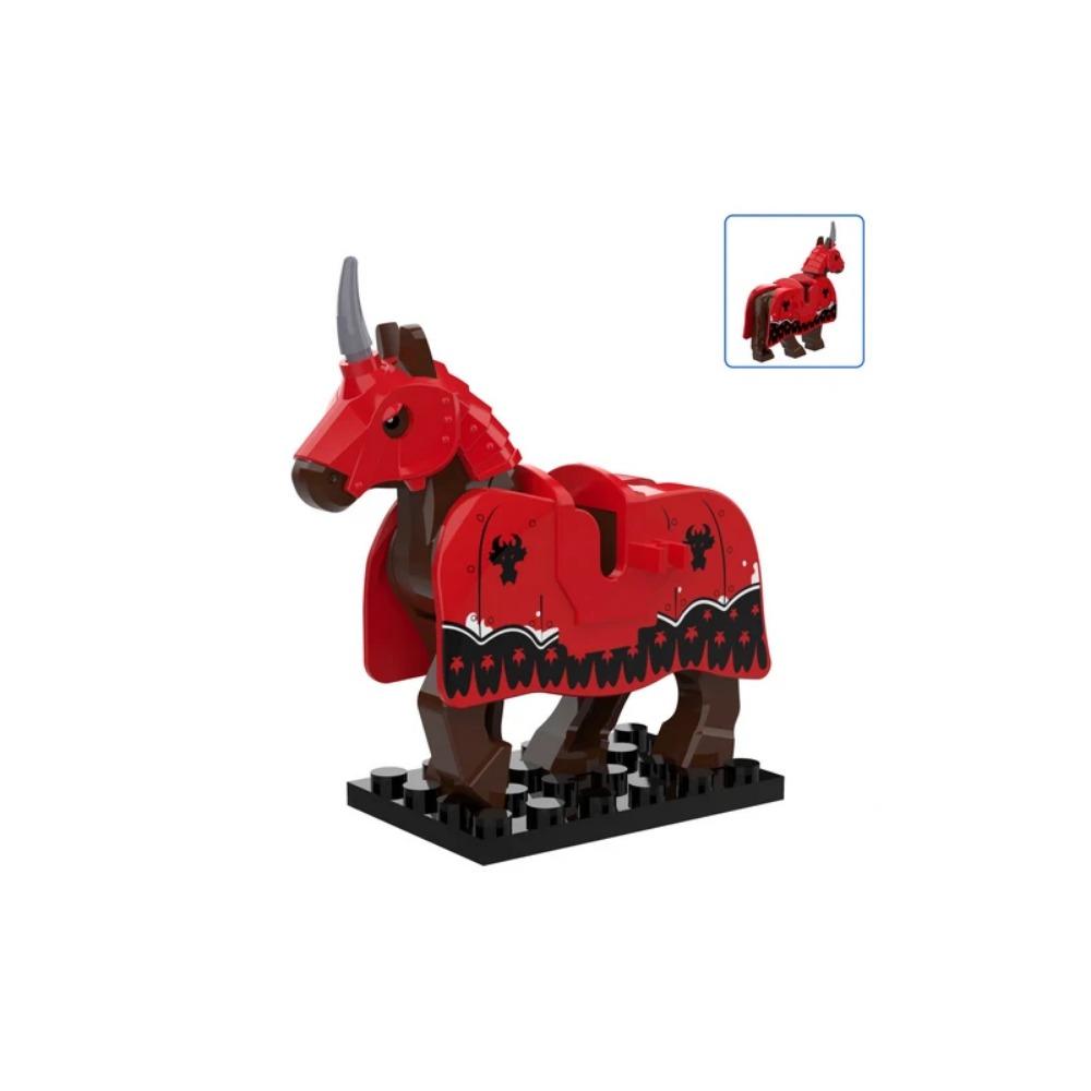 Военные Средневековые Строительные Блоки Фигурки Солдат Рыцарская Экипировка Аксессуары для Животных Маунт Броня Боевой Конь Мини Кирпичики MOC