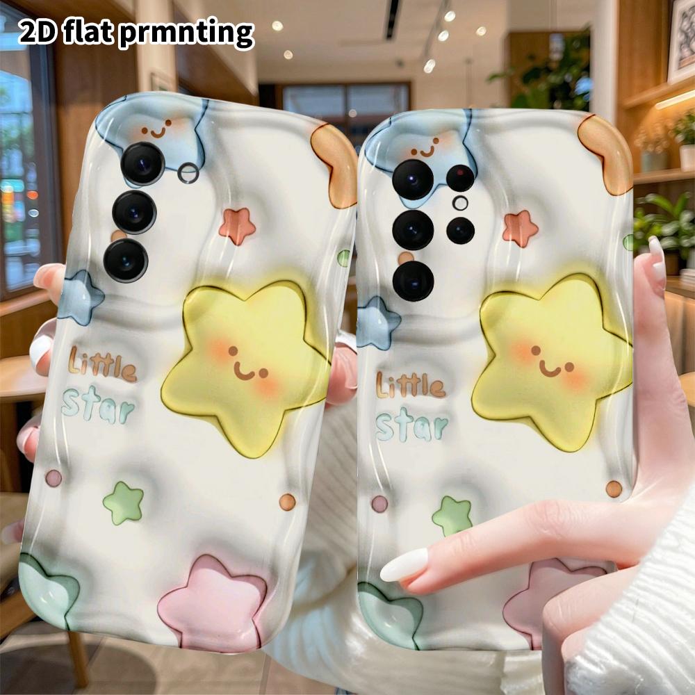 Phone Case: 2D flat Samsung Galaxy A34 A35 M05 M06 S20 S22 S21 FE Plus 5G protective case, cute little stars, Christmas and Halloween gift