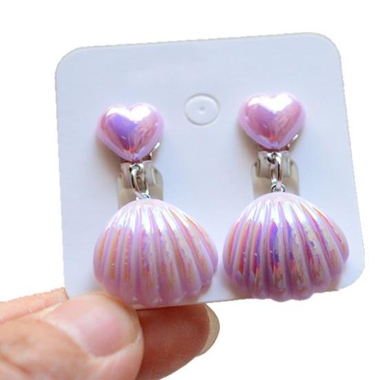 1 Pair Shell Children's Ear Clips Adorable Stand Out with Shiny Princess Design Kids' Earrings Accessories