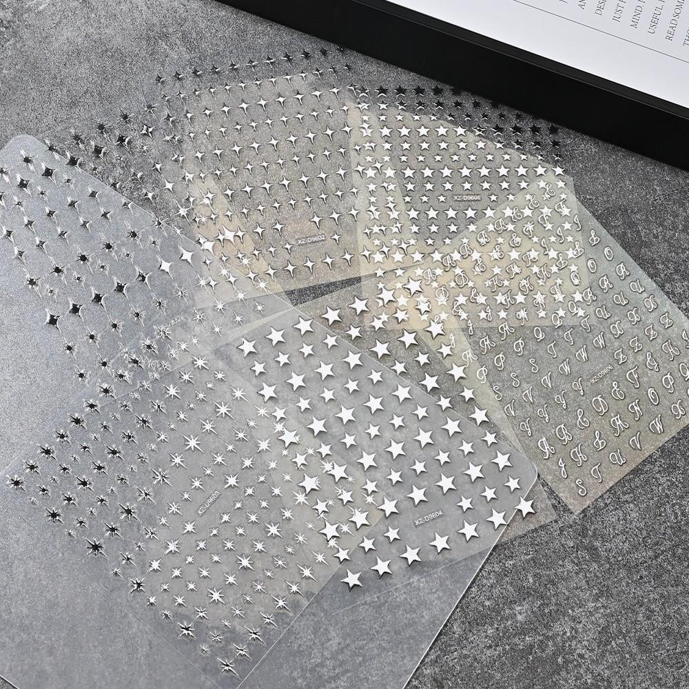 6Pcs Waterproof Irregular Star Manicure Decals Y2K Nail Art Stickers DIY Manicure