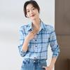 Клетчатая рубашка женская с длинным рукавом весенняя повседневная универсальная ретро-рубашка