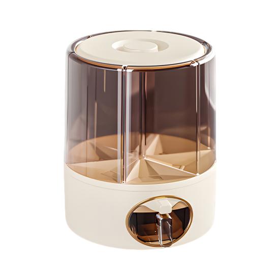 Герметичный дозатор сухого зерна, большая емкость, 6 отсеков, прозрачный вращающийся на 360 градусов дозатор риса, зерновое ведро