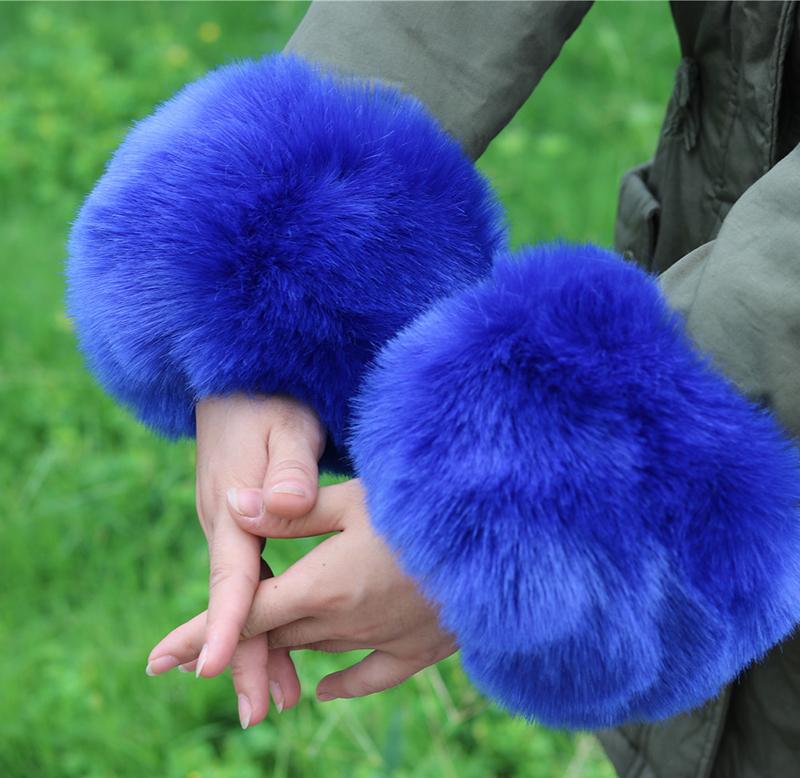 Женские плюшевые манжеты из искусственного меха, теплые пушистые мягкие перчатки на запястье, зимние перчатки