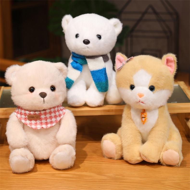 Милый Маленький Мишка Кукла Слюнявчик Плюшевая Игрушка Тедди Белый Медведь 8 Дюймов Машинная Кукла Детская Кровать Тряпичная Кукла