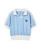 AWESOME STUDIO [Set] Sporty Color Block Collared Short Sleeve + Line Color Block Shorts Sky Blue