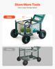 VEVOR Rolling Garden Cart with Seat, Metal Rolling Garden Work Seat with Wheels, Supports up to 181 kg, Heavy Duty Gardening Cart Scooter