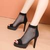 Mesh Hollow High Heels Fish Mouth Cool Boots Women's 2025 Spring and Summer Fine Heel Sandals Professional Sexy Fashion Roman Boots