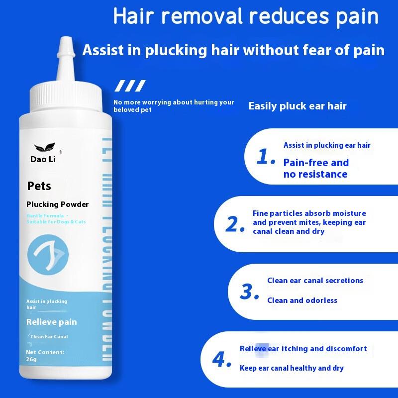 Daoliqi Pet Ear Powder - 26 г Мягкая подсушивающая пудра для безопасного удаления волос из ушей и чистки ушей у собак и кошек
