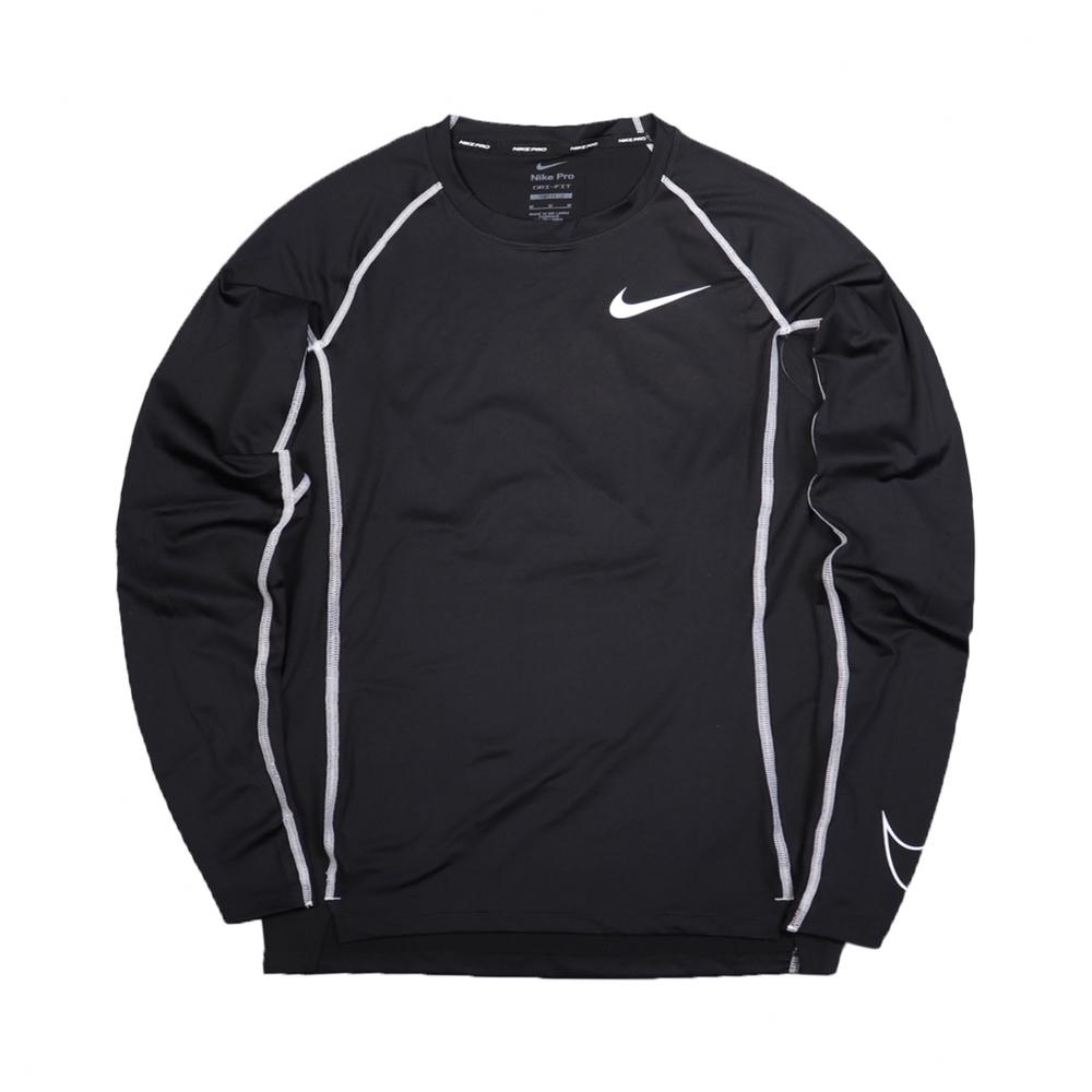 Nike Pro Dri-Fit Sport Casual Slim Fit Футболка с круглым вырезом и длинными рукавами Мужские топы Черный DD1991-011