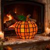Витражный тыквенный фонарь ручной работы, тыквенная лампа на Хэллоуин, стеклянный декор «Звездная ночь», комнатное осеннее украшение
