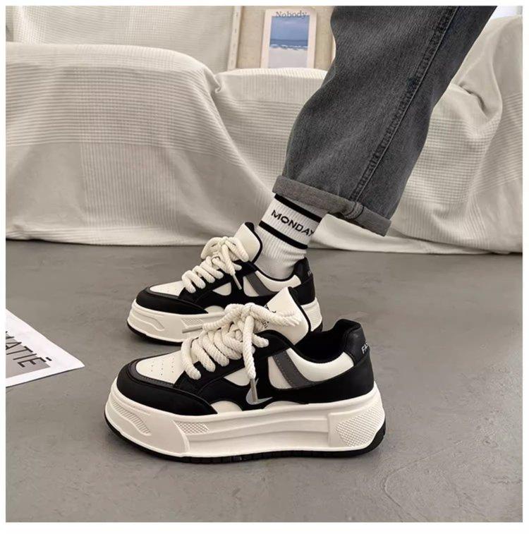 Белые женские кроссовки на платформе, осенние, на шнуровке, с толстой подошвой, для бега, женские, из искусственной кожи, дышащие, для ходьбы, женские