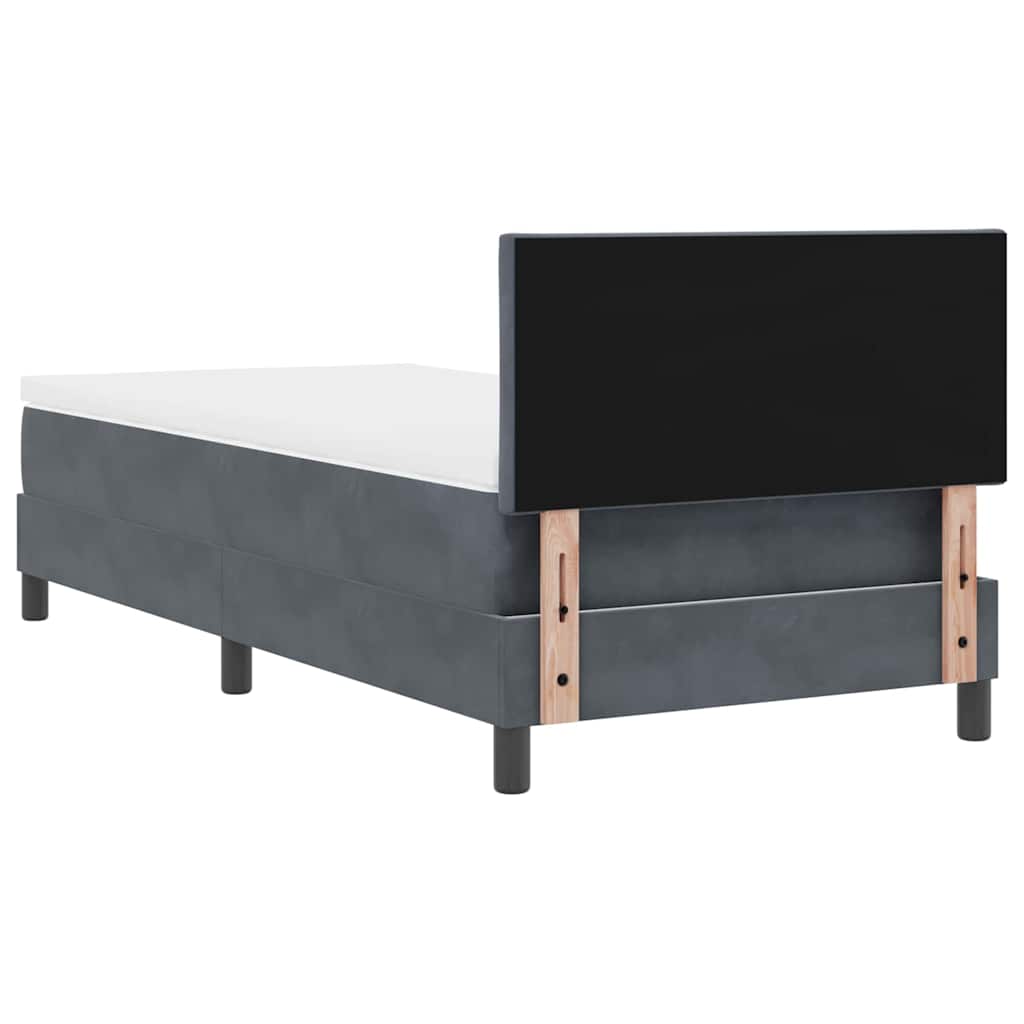 Box Spring Bed with Mattress Dark Gray 90 x 190 cm Velvet