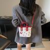Large Capacity Cherry Crossbody Bag Cherry Pendant Square Tote Bag Bucket Shoulder Bag  Outdoor