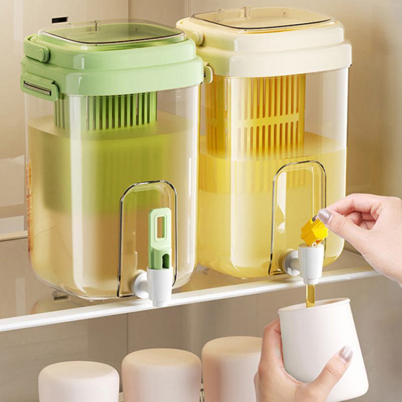 Large Capacity 2L Ice Bucket Water Jug With Filter Tap Durable PET Pitcher Summer Cold Brew Beverage Container For Refrigerator Kitchen Home
