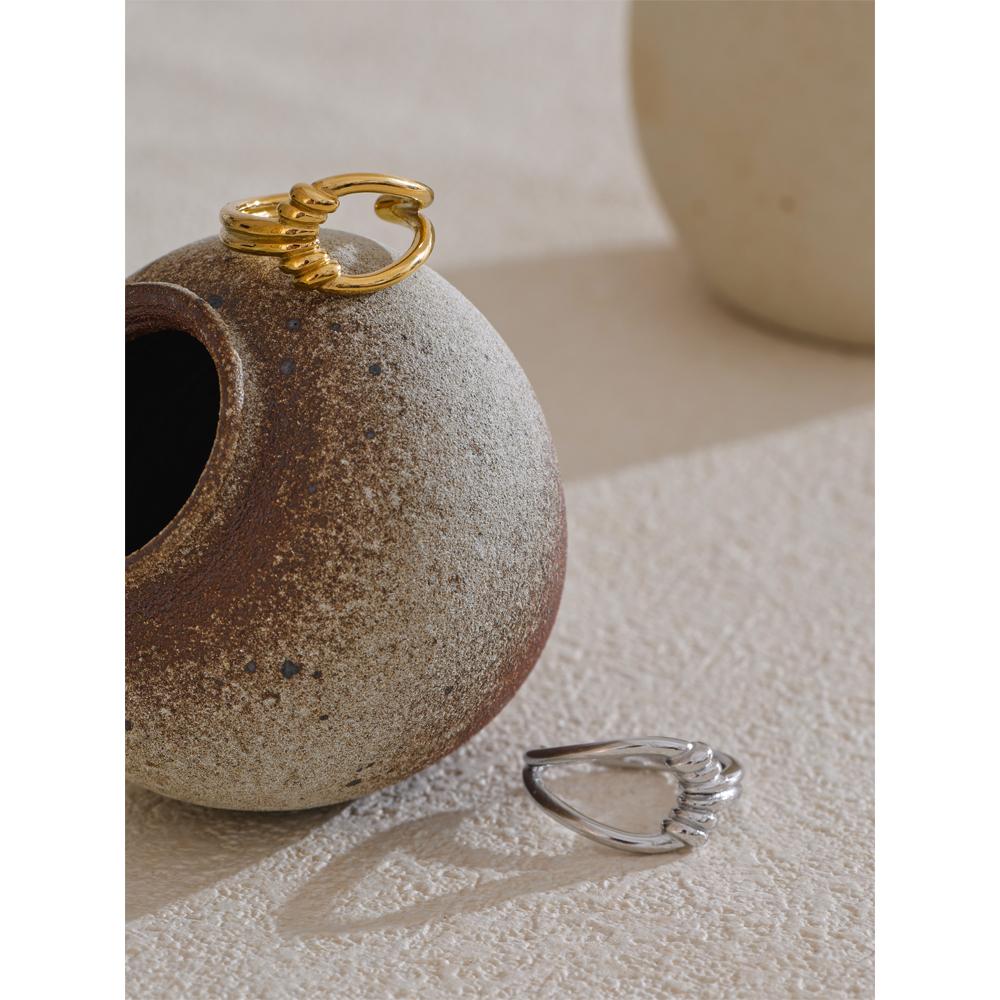 Eetit Стильное уникальное геометрическое полое открытое персонализированное кольцо из нержавеющей стали золотого и серебряного цвета, шикарный популярный подарок в виде ювелирного изделия