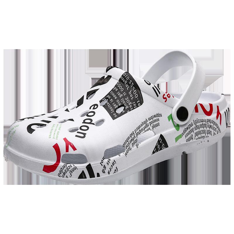 Тапочки мужские летние сандалии для улицы обувь с дырками сумка голова полуперетаскивание повседневная спортивная трендовая нескользящая пляжная обувь