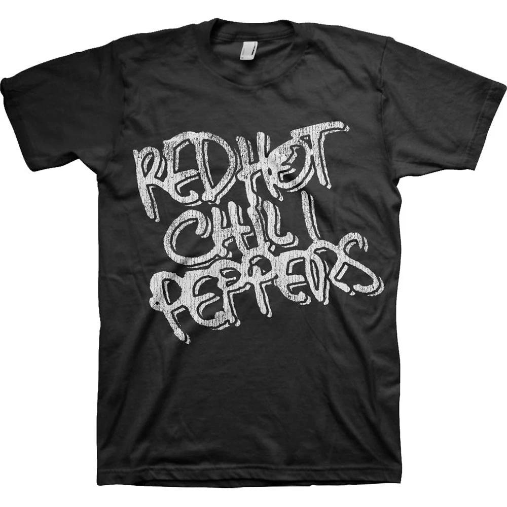 Men's Red Hot Chili Peppers Black & White Logo T-shirt X-Large Black