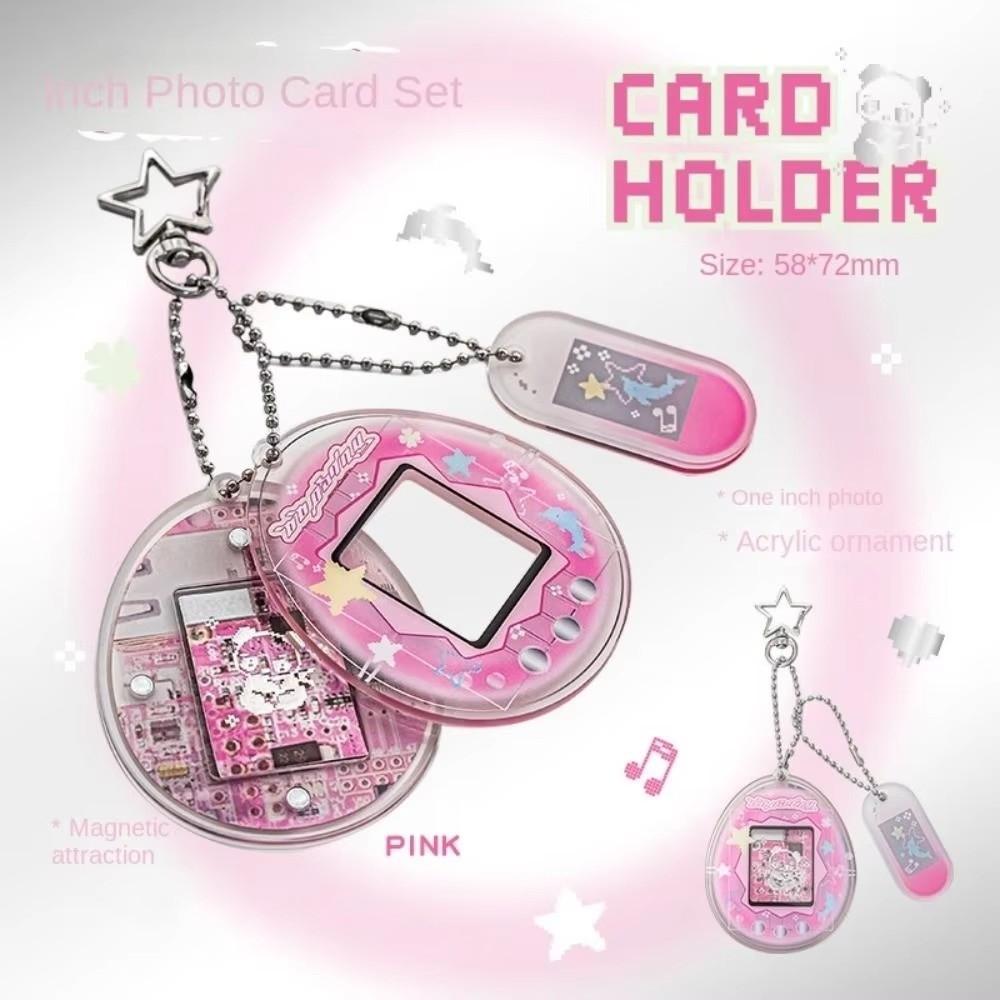 1 Inch Acrylic Keychain Y2K Style Picture Cover Keychain Portable Card Display Case For Idol Fans