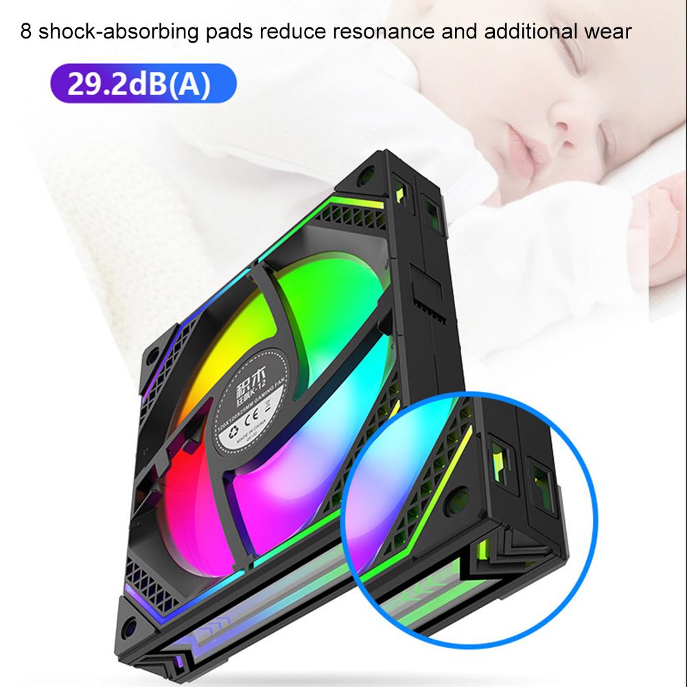 120 мм вентилятор для корпуса ПК 2000 PRM 5 В 3-контактный ARGB 4-контактный ШИМ вентилятор для корпуса(Обратный черный)