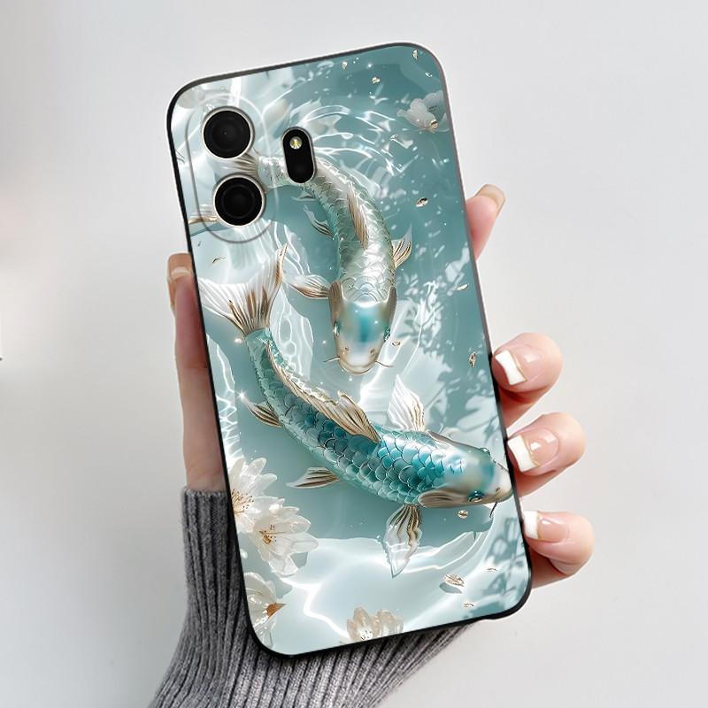 Phone Case For TCL NxtPaper 70 Pro Bumper Black Silicone Shockproof Soft Casing Pattern New Design Love Moon Pattern Cover