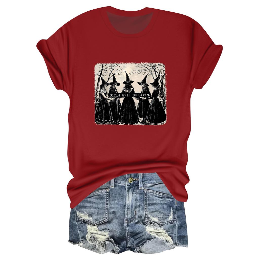 Женская повседневная футболка с принтом, пуловер с круглым вырезом, топ с короткими рукавами