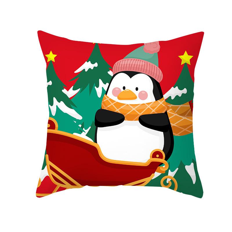 Red And Green Christmas Pattern Throw Pillow Cover With Short Plush Print For Living Room Sofa Decoration Cushion Cover