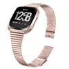 Stylish Stainless Steel Wrist Strap with Double Buckle Side Textured Band Smart Watch Accessory for Fitbit Versa/Versa 2/Versa Lite/Versa SE