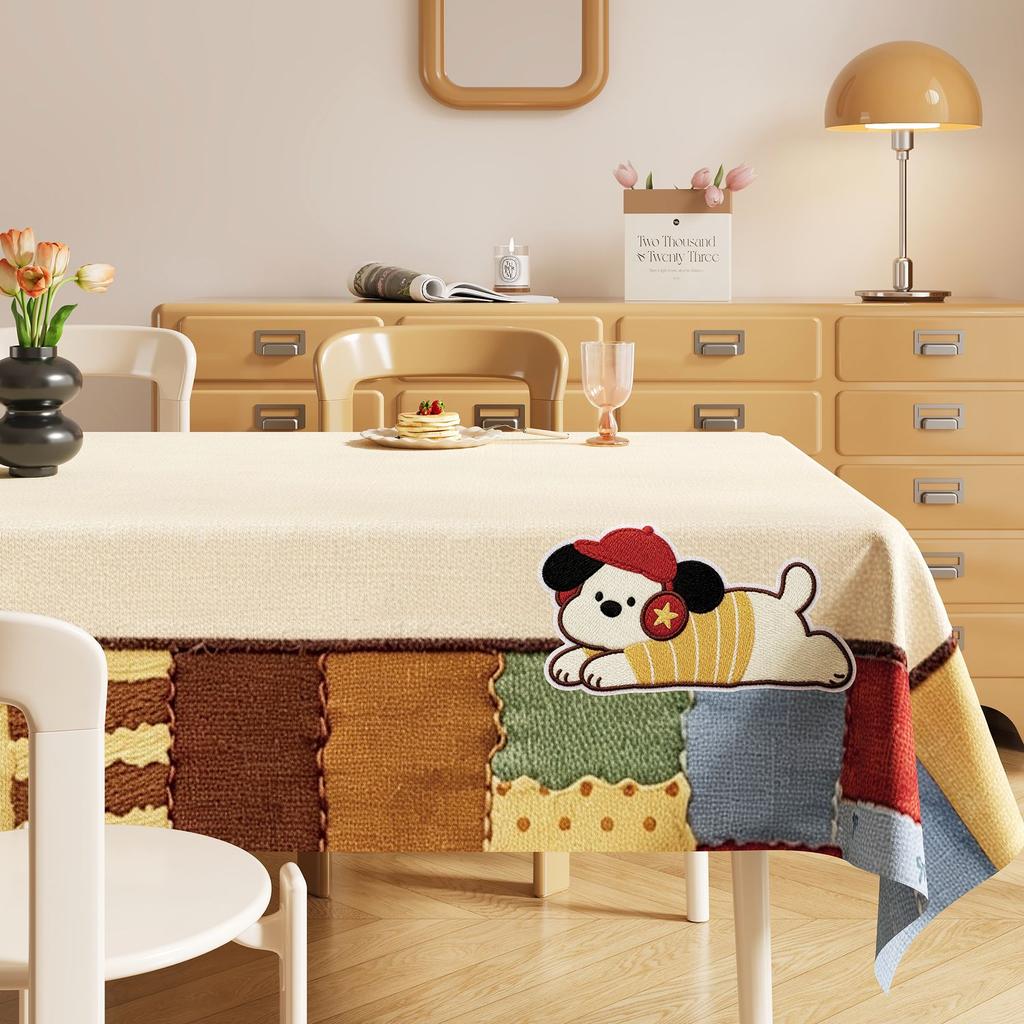 Vintage Tablecloth: Waterproof, Grease-Resistant, No-Wash, Heat-Resistant Table Mat; Cartoon-Printed, Lightly Luxurious, High-End Coffee Table Cloth
