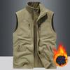 Double Sided Thick Vest with Fleece Pockets and Outdoor Men's Plus Size Vest In Spring and Autumn, Sleeveless Camisole Jacket