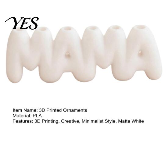 Изящная 3D-печатная ваза с надписью MAMA, Креативный держатель для цветов на День матери с множеством отверстий для вставки, Минималистичный белый с цветочным визуальным эффектом