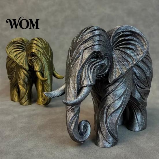3D Printing Elephant Figurine Printed Figurine, One-Piece Molding, Cute Simulated Unique Artistic Sculpture Model, Desktop Ornament for Home,