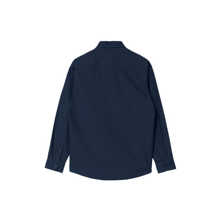 Carhartt WIP Свободная рубашка с длинным рукавом и маленьким логотипом Мужские рубашки Глубокий синий I030238-1C-GD