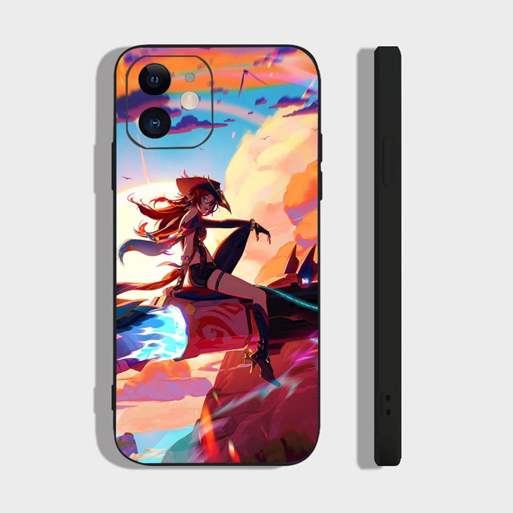Game Genshin Impact Chasca Phone Case For IPhone 17 Air 16 15 14 13 Pro Max 11 12 Black Silicone Cover