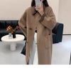 Retro Contrast Collar, Age-reducing Temperament, Korean Style Double-sided Cashmere Coat for Women, Long Over-the-knee Fashionable Wool Thickened Coat