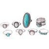 Европейская и американская ретро-мода австралийское сокровище кольцо набор с бирюзовым браслетом из восьми частей