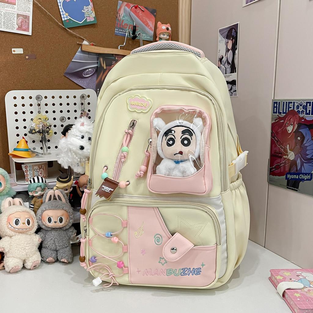 Lightweight Letter Pattern Nylon Travel Backpack For School And Outings Weekend