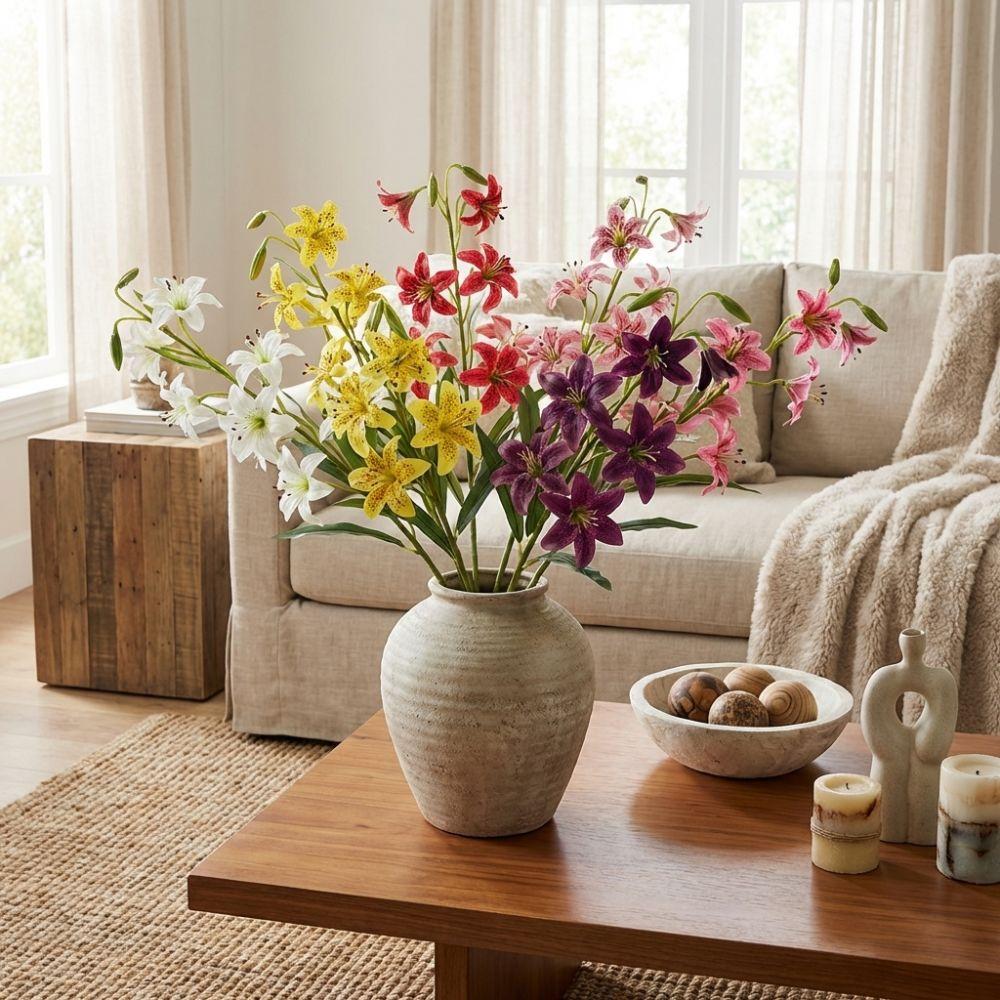 Plastic Artificial Flower Branch Realistic Simulation Silk Flower Living Room Table