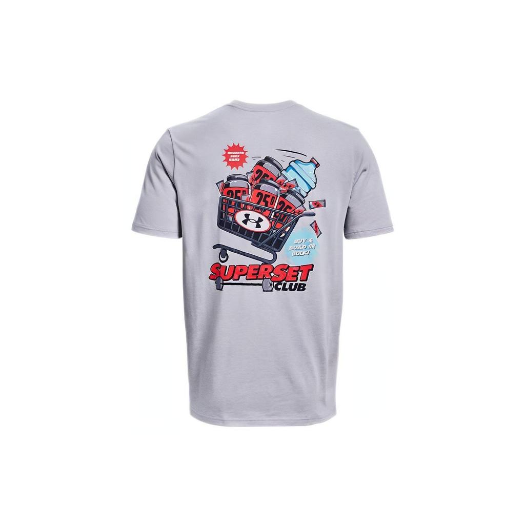 Under Armour Однотонная футболка с принтом для тренировок, свободного кроя, с круглым вырезом и короткими рукавами, мужские топы, серый 1373996-011