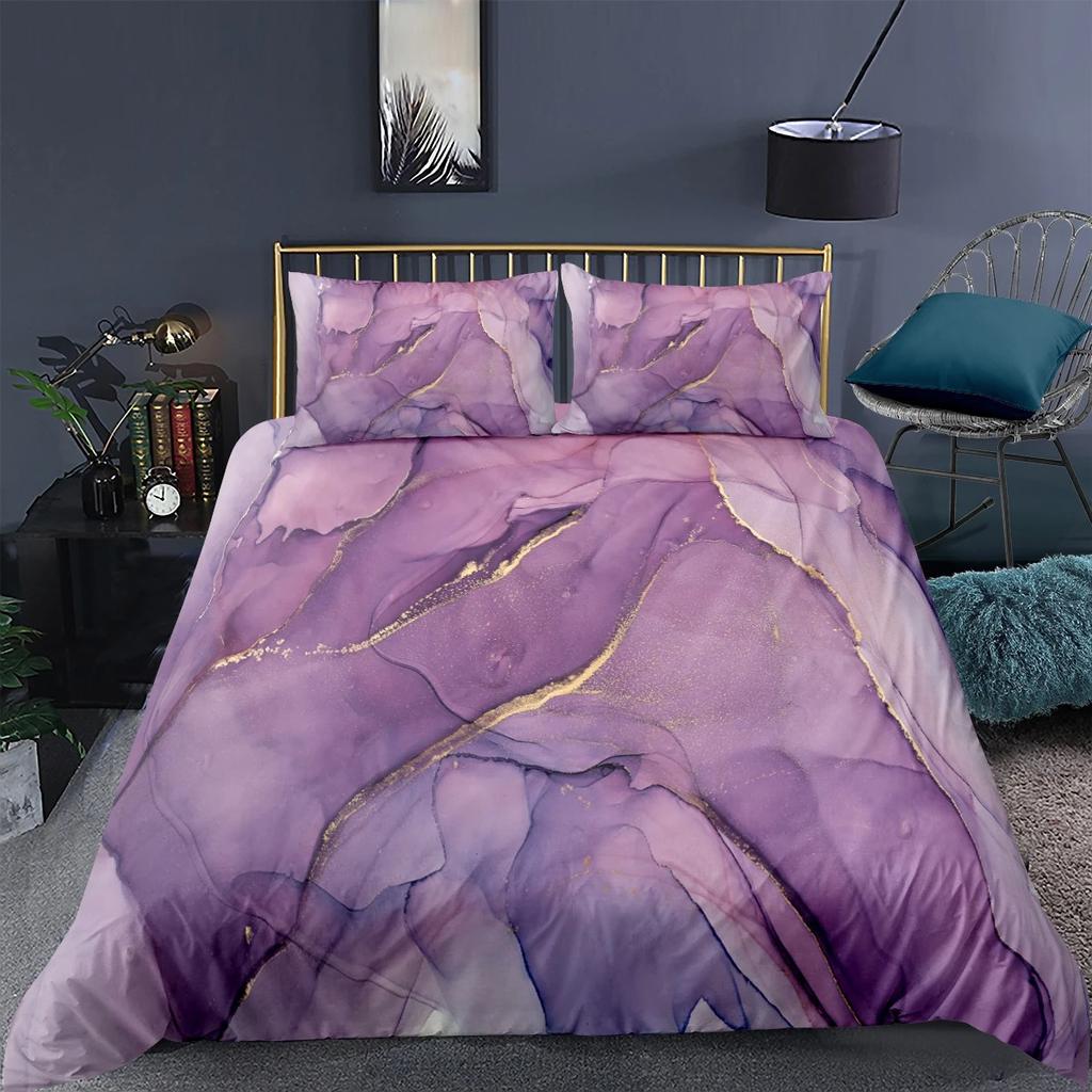 Fashion Marble Bedding Set Queen Size Soft Duvet Cover With Pillowcases Colorful Quilt Cover For Women Girls Home Decor