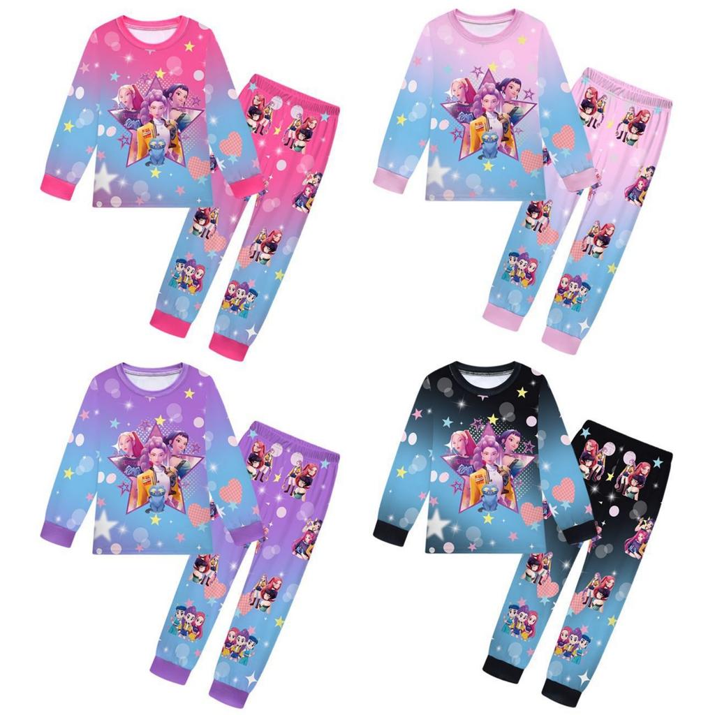 Children's Witch Girls Printed Suit Long Sleeve Pants Suit