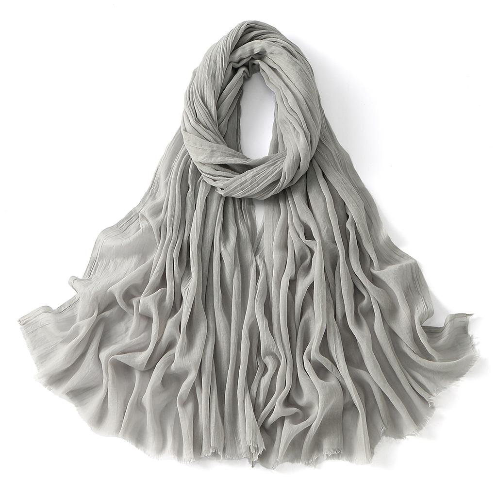 Muslim Cotton Rayon Hijab Solid Color Plain Scarf Women Soft Cotton Viscose Thin Voile Shawl Remove Edge Headscarf Turban