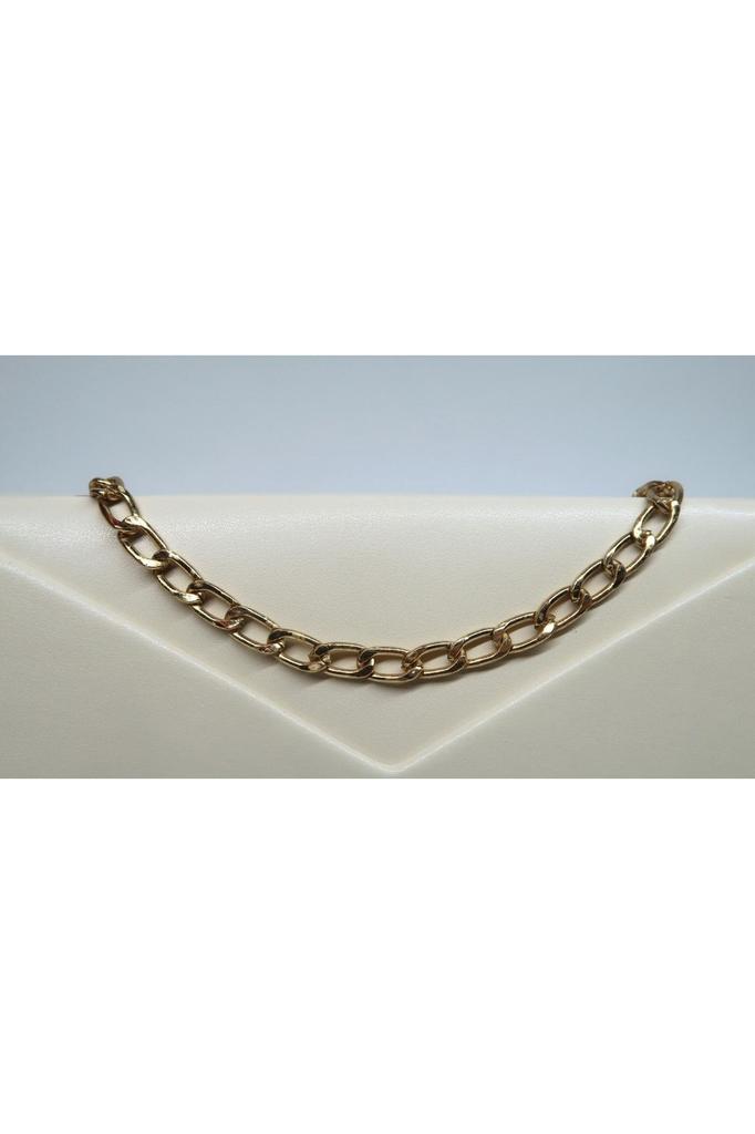 Women's Stylish and Useful Evening Dress Bag Women's Cream Envelope Model Strap Chain Shoulder Bag