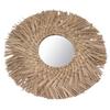 Straw Weaving Wall Mirror Retro Beautiful Woven Wall Hanging Mirror for Dorm Room Decoration Nature