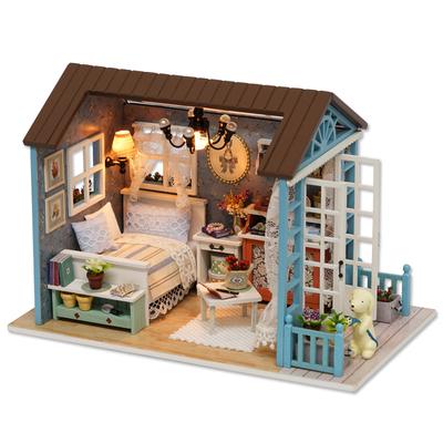 DIY миниатюрный кукольный домик комплект реалистичный мини 3D деревянный дом комната ремесло с мебелью светодиодные фонари