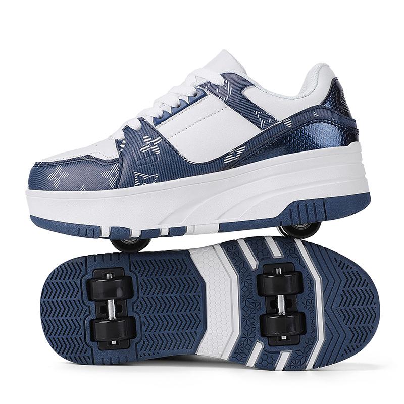 29-40 Детские четырехколесные разборные плоские туфли Runaway Shoes / Колесные скейт-кеды с колесами для женщин
