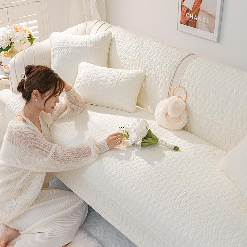 Cotton Sofa Cushion Universal In All Seasons New Non-Slip Fabric Simple Modern High-End Living Room Backrest Towel Cover Cloth