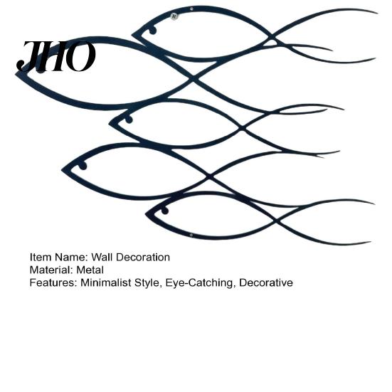 Fish School Wall Sculpture Metal Decor Line Art Shoal of Decoration Minimalist Modern Nautical Ornament for Home Living Room Office Bedroom