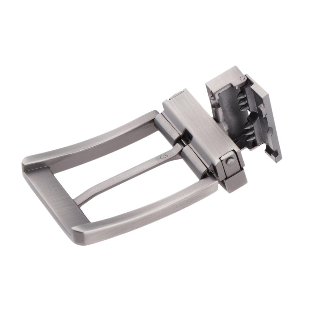 Men Belt Buckle Single Prong Rectangular Pin Reversible Pearl Gray