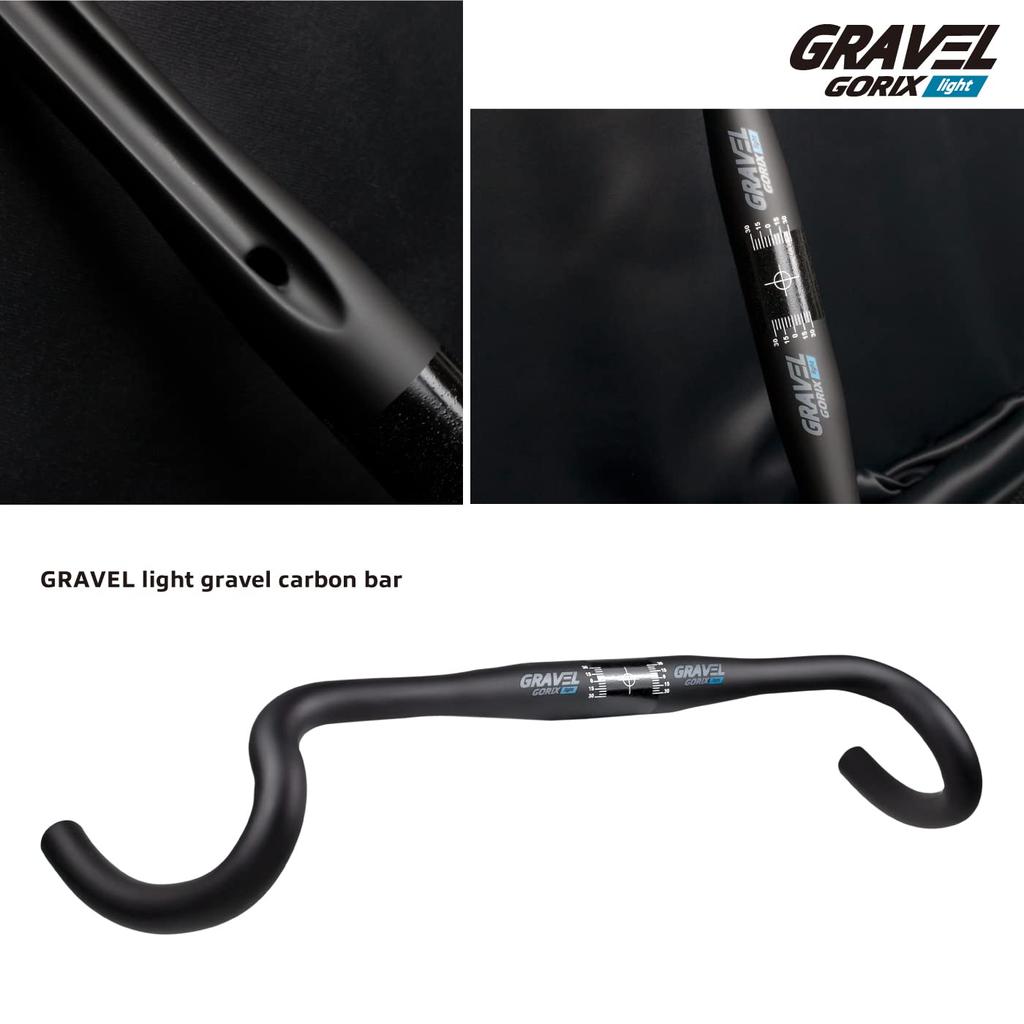 GORIX Карбоновая ручка Руль с дропами Руль с расширением Легкий материал из углеродного волокна Широкий конец Грэвел Легкий руль Руль для шоссейного велосипеда Велосипедный руль Грэвел