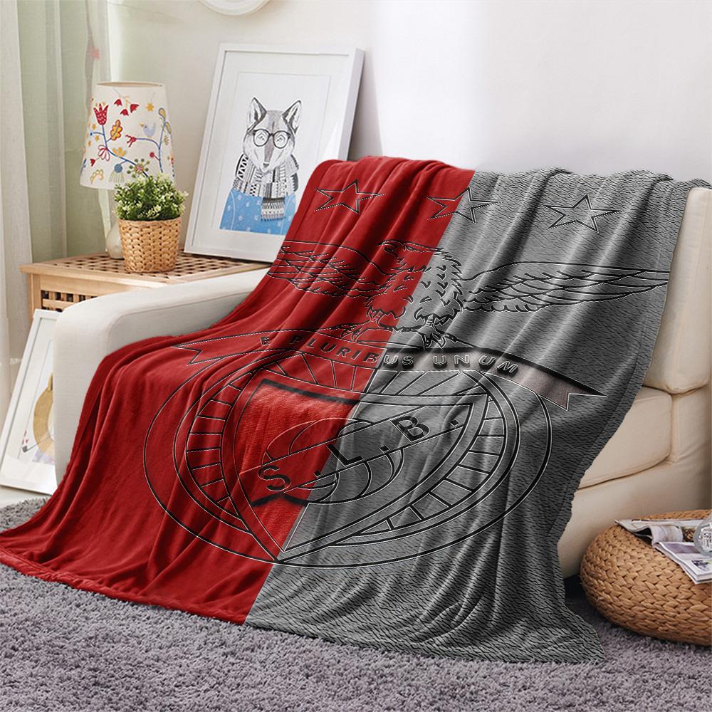 S.L. Benfica LOGO FlAannel Blanket, High quality Comfortable for All Seasons, Home Decor, Warmth and Comfort